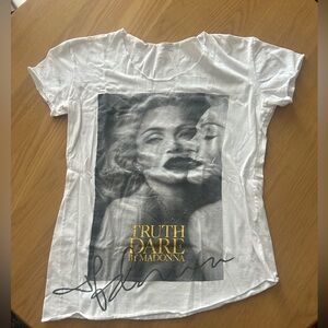 Truth or Dare by Madonna White Graphic Short Sleeve Tee—for Perfume Brand